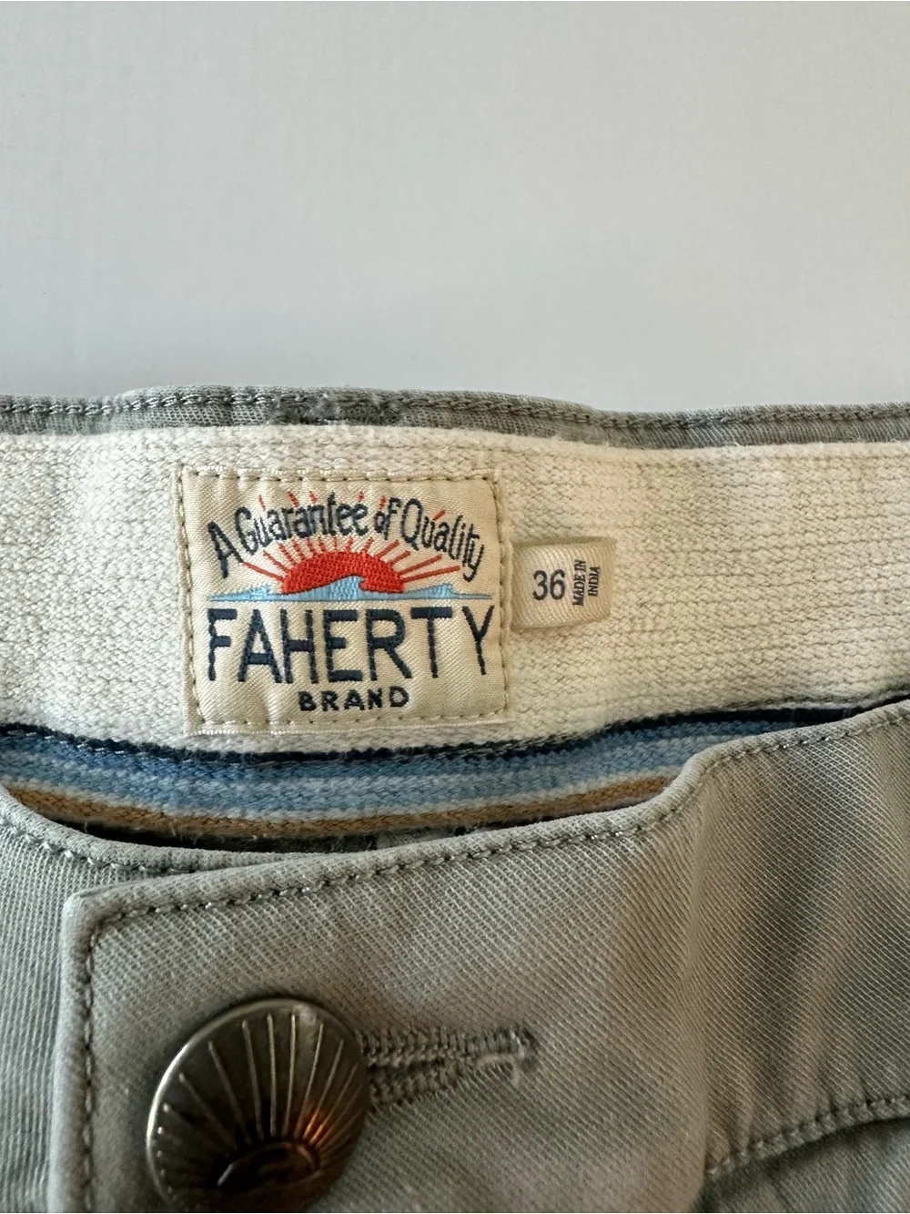 Faherty Island Life Chino Shorts Olive Green Mens Size 36 Summer Casual